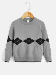 Toddler Boys Argyle Pattern Jumper - Grey - View 1