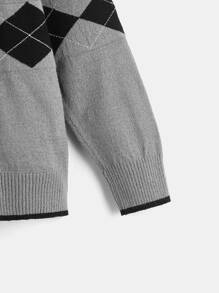 Toddler Boys Argyle Pattern Jumper - Grey - View 4