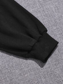 SHEIN Teen Girls Colourblock Letter & Leopard Print Pullover & Joggers - Multicolor - View 5