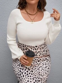SHEIN Clasi Plus Scoop Neck Solid Sweater, For Winter