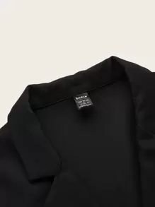 SHEIN EZwear Summer Outfits Lapel Neck Flap Detail Crop Blazer In Fall/Winter