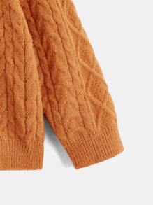 Toddler Girls Two Tone Cable Knit Jumper - Multicolor - View 4