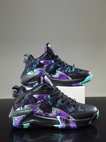 Men Camo & Chinese Dragon Pattern Lace-up Front Basketball Shoes - Multicolor - View 2
