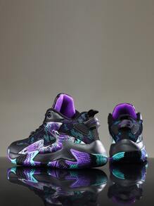 Men Camo & Chinese Dragon Pattern Lace-up Front Basketball Shoes - Multicolor - View 4