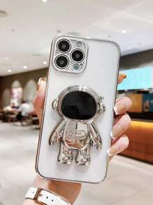 Ốp điện thoại hình phi hành gia mạ khung tương thích với iPhone 15 Pro Max Vỏ mềm bảo hiểm toàn diện - Bạc - Xem 4