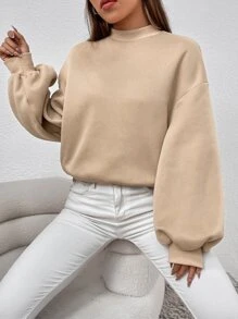 SHEIN EZwear 小高領燈籠袖套頭衫