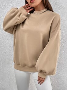 SHEIN EZwear 小高領燈籠袖套頭衫