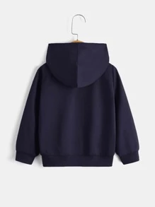 SHEIN Áo nỉ in hình bộ xương cho bé trai - Màu xanh hải quân - Xem 2