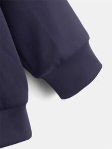 SHEIN Áo nỉ in hình bộ xương cho bé trai - Màu xanh hải quân - Xem 4