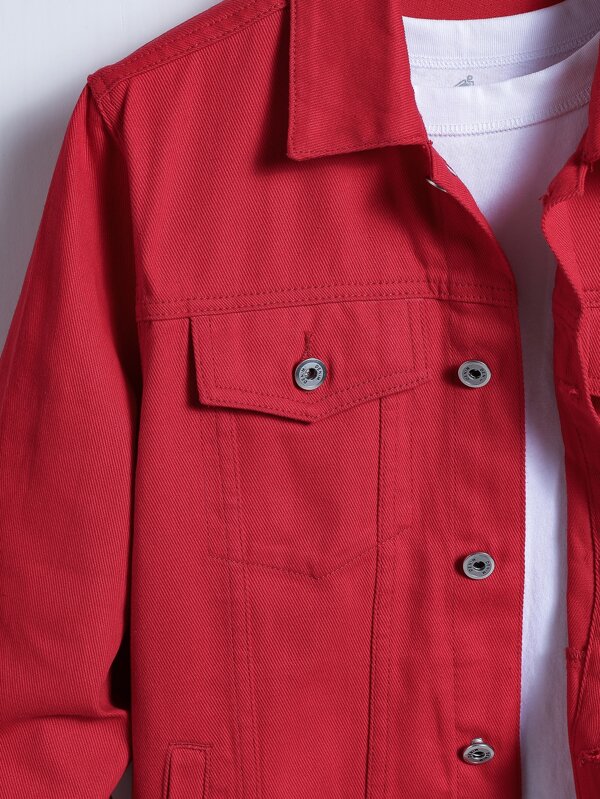 Manfinity Hypemode Men Cotton Flap Pocket Denim Jacket Without Tee SHEIN USA