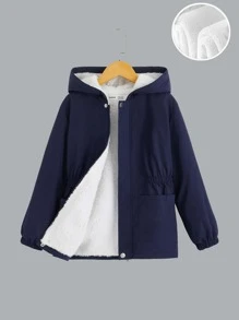 SHEIN 男孩毛絨內襯連帽外套