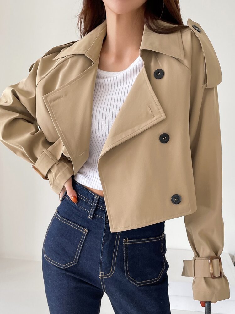 DAZY Epaulettes Design Raglan Sleeve Trench Coat,Fall