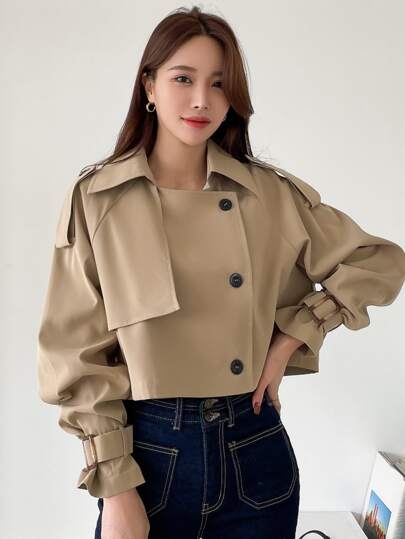 DAZY 肩章设计插肩袖风衣，秋季女装夹克