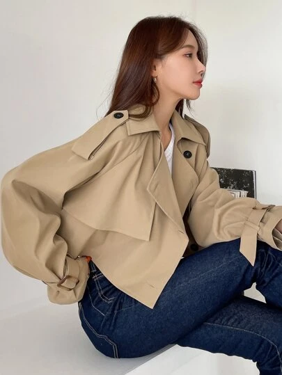 DAZY Áo khoác dài tay Raglan thiết kế epaulettes, quần áo mùa thu cho nữ