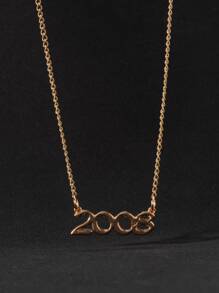 Fashionable and Popular Men Year Number Charm Necklace Alloy for Jewelry Gift and for a Stylish Look - Yellow Gold - View 2