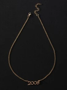 Fashionable and Popular Men Year Number Charm Necklace Alloy for Jewelry Gift and for a Stylish Look - Yellow Gold - View 3