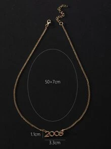 Fashionable and Popular Men Year Number Charm Necklace Alloy for Jewelry Gift and for a Stylish Look - Yellow Gold - View 4