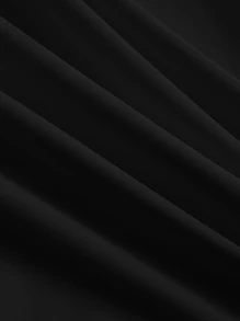 SHEIN MOD Áo sơ mi nữ Xù Thắt nơ trước màu trơn Thanh lịch - màu đen - Xem 7