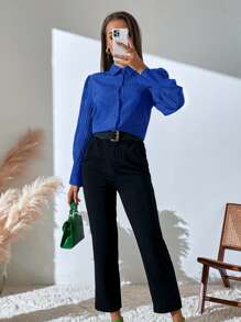 SHEIN Unity 鏤空泡泡袖襯衫