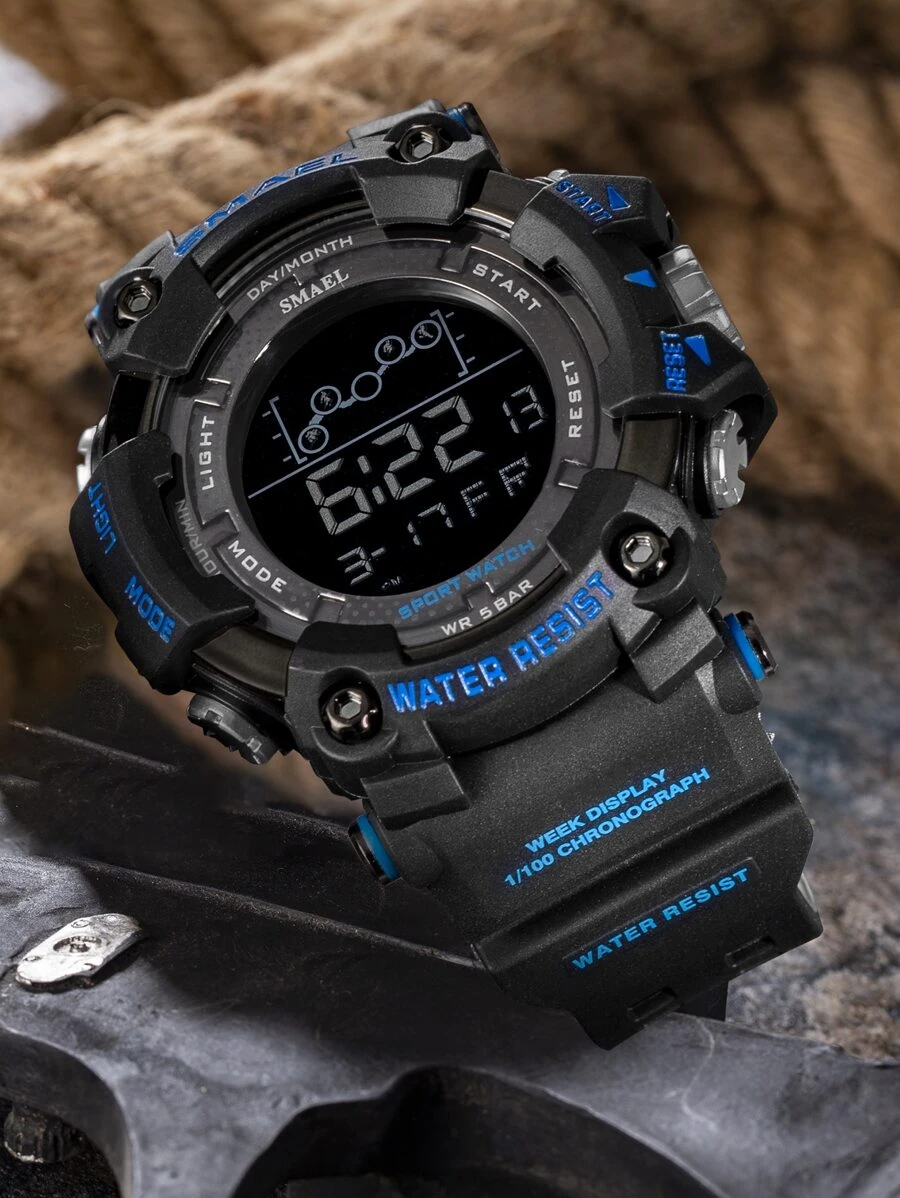 1 pieza Smael Reloj despertador impermeable para hombre Reloj deportivo con pantalla digital