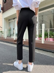 DAZY High Waist Straight Leg Pants - Hitam - View 2