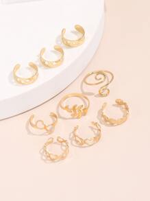 9入組鏤空開口腳趾戒指