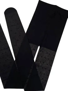 Heart Pattern Tights - Black - View 3