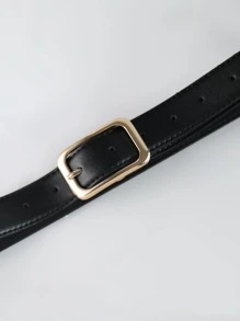 Cinturón con hebilla cuadrada de estilo simple para pantalones vaqueros - Negro - Ver 3