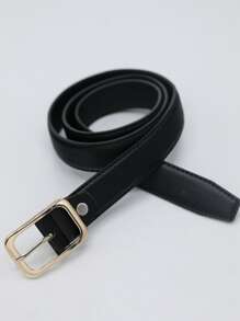 Cinturón con hebilla cuadrada de estilo simple para pantalones vaqueros - Negro - Ver 5