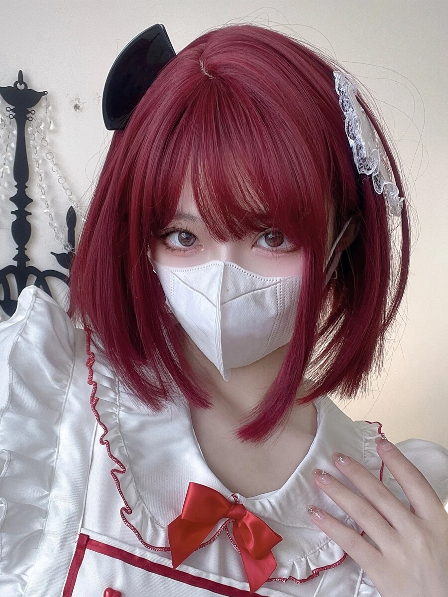 alicegarden 1 Mảnh Tóc Giả Tổng Hợp Chịu Nhiệt, Tóc Ngắn, Màu Đỏ, Dài 12 Inch, Làm Từ Sợi, Thích Hợp Sử Dụng Hàng Ngày, Tóc Giả Tự Nhiên Và Chân Thực