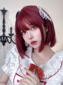 alicegarden 1 Mảnh Tóc Giả Tổng Hợp Chịu Nhiệt, Tóc Ngắn, Màu Đỏ, Dài 12 Inch, Làm Từ Sợi, Thích Hợp Sử Dụng Hàng Ngày, Tóc Giả Tự Nhiên Và Chân Thực - Màu Đỏ Sâu - Xem 6