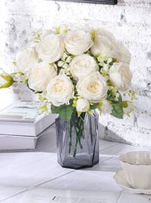 Bó hoa mẫu đơn nhân tạo (1/3 bông), trang trí đám cưới, trang trí tiệc sinh nhật, trang trí nhà cửa cho phòng khách, phòng ngủ, bệ cửa sổ, trang trí sân vườn ngoài trời ngày Valentine và năm mới, quà tặng tốt nghiệp. - trắng - Xem 5