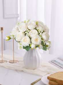 Bó hoa mẫu đơn nhân tạo (1/3 bông), trang trí đám cưới, trang trí tiệc sinh nhật, trang trí nhà cửa cho phòng khách, phòng ngủ, bệ cửa sổ, trang trí sân vườn ngoài trời ngày Valentine và năm mới, quà tặng tốt nghiệp. - trắng - Xem 6