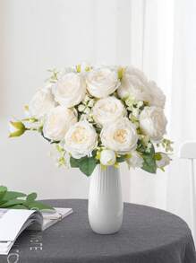 Bó hoa mẫu đơn nhân tạo (1/3 bông), trang trí đám cưới, trang trí tiệc sinh nhật, trang trí nhà cửa cho phòng khách, phòng ngủ, bệ cửa sổ, trang trí sân vườn ngoài trời ngày Valentine và năm mới, quà tặng tốt nghiệp. - trắng - Xem 7