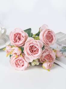 1PC Artificial Peony Bouquet Wedding Decoration Bride Holding Flower Basket Decoration Birthday Party Party Site Decoration Home Dining Room Bedroom Window Sill Decoration Vine Valentine's Day New Year Decoration Outdoor Garden, Valentine Day, Gift - Pink - View 3