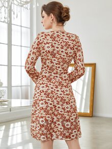 Floral Lace A-line Dress - Multicolor - View 2