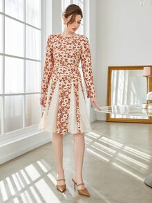 Floral Lace A-line Dress - Multicolor - View 3