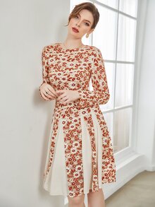 Floral Lace A-line Dress - Multicolor - View 4