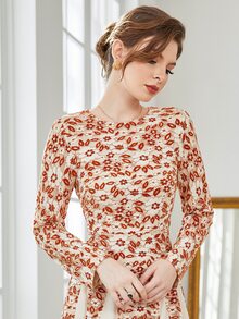 Floral Lace A-line Dress - Multicolor - View 6