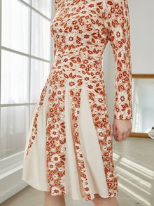 Floral Lace A-line Dress - Multicolor - View 7