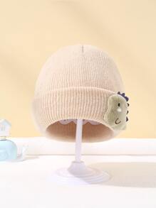 1pc Dinosaur Plush Toy Baby Knit Hat - Beige - View 3