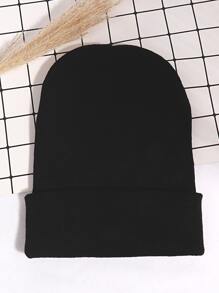 Fire & Letter Embroidered Cuff Beanie - Black - View 2
