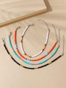 4 cái Khối màu Vòng chân đính cườm - Nhiều màu - Xem 3