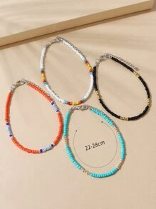 4 cái Khối màu Vòng chân đính cườm - Nhiều màu - Xem 4