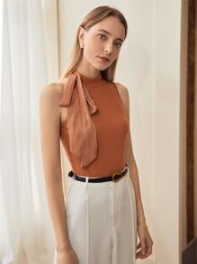 MOTF PREMIUM VISCOSE BOW EMBELLISHED TOP - Orange - View 5