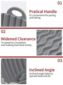 SHEIN Basic living 1pc 1.5L Practical Handle Silicone Air Fryer Basket, Solid Color Reusable Dishwasher Friendly Air Fryer Liner, Replacement Of Air Fryer Liner Liners Air Fryer Kitchen Air Fryer Liners Air Fryer Paper Airfryer Air Frier - Grey - View 4