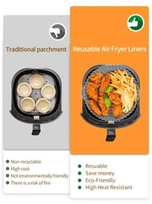 SHEIN Basic living 1pc 1.5L Practical Handle Silicone Air Fryer Basket, Solid Color Reusable Dishwasher Friendly Air Fryer Liner, Replacement Of Air Fryer Liner Liners Air Fryer Kitchen Air Fryer Liners Air Fryer Paper Airfryer Air Frier - Grey - View 5