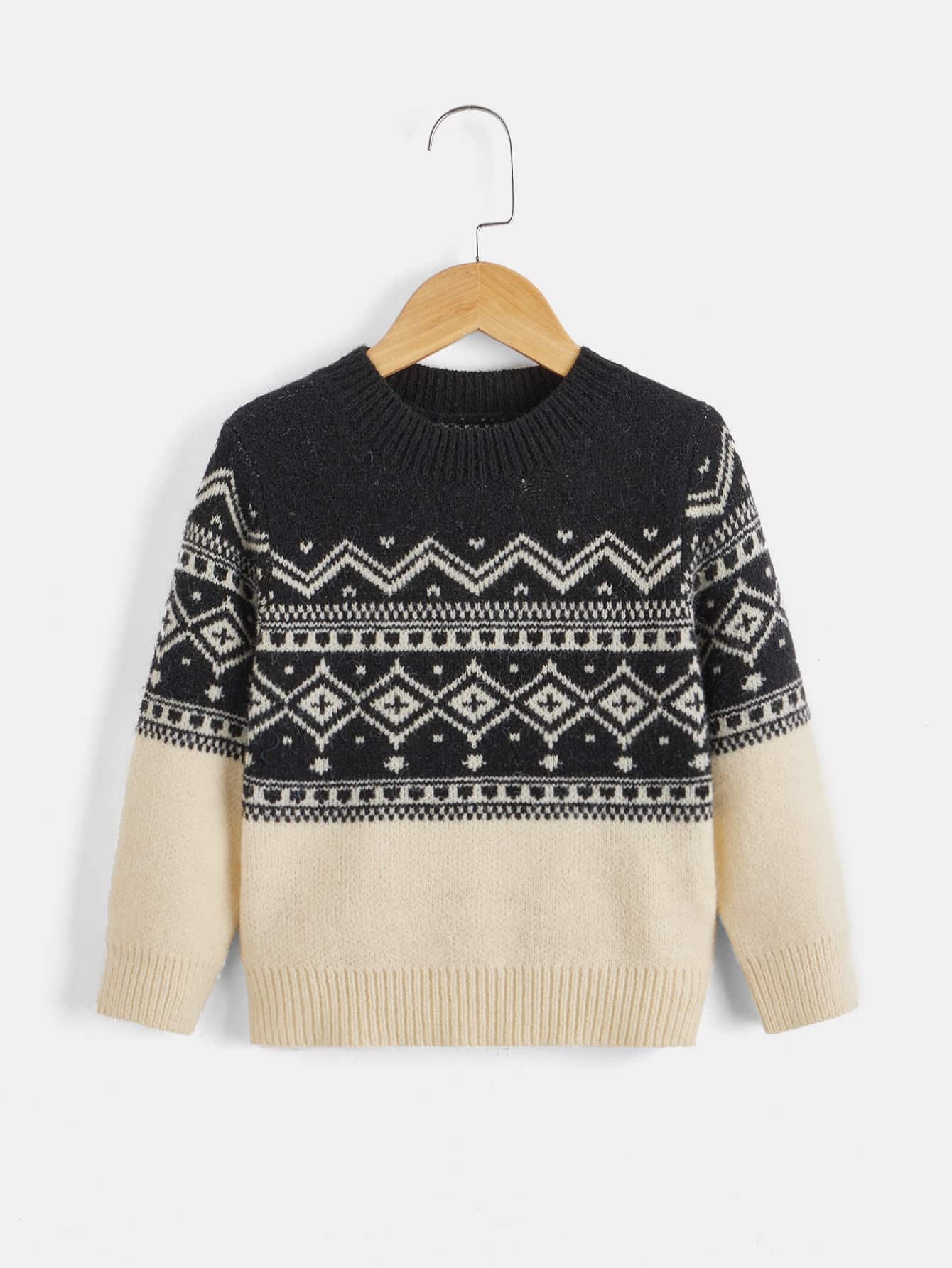 SHEIN Toddler Boys Geo Pattern Jumper - Multicolor - View 1