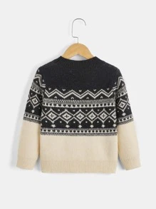 SHEIN Toddler Boys Geo Pattern Jumper - Multicolor - View 2