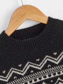 SHEIN Toddler Boys Geo Pattern Jumper - Multicolor - View 3